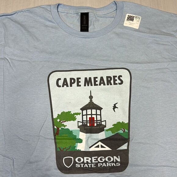 Cape Meares Men’s Light Blue Short Sleeve Graphic Tee Size Large, Extra Large - Picture 1 of 13